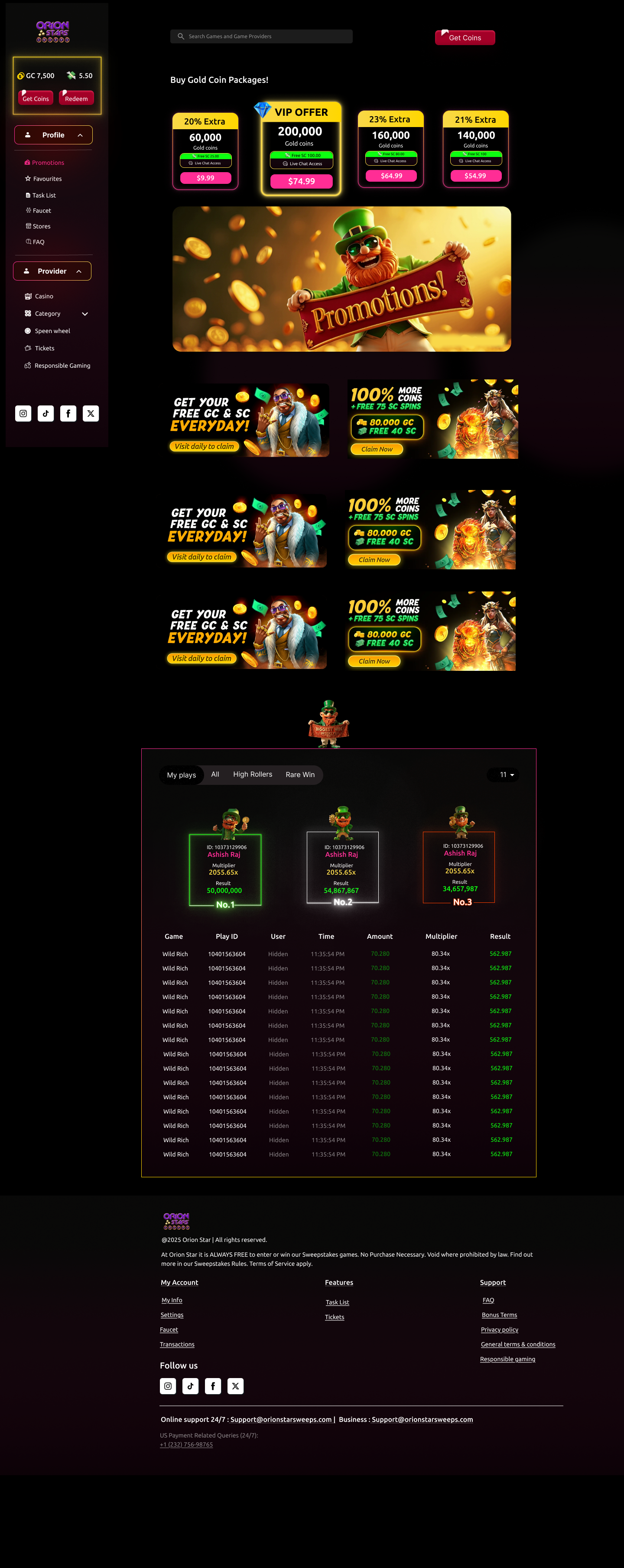 Promotions & Coin Store